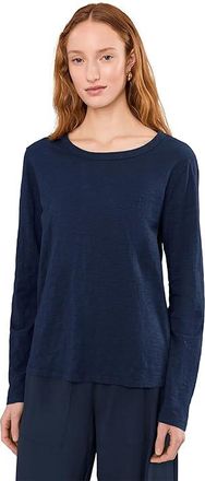 Mod-o-doc Long Sleeve Crew Neck Favorite T-Shirts Womens Clothing Vibrant Navy : LG (US 12-14), Cotton