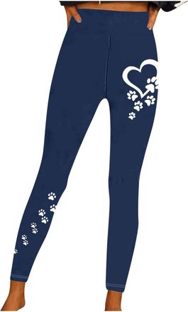 Generic Leggings for Women Sale Clearance Butt Lifting Workout Yoga Pants Love Dog Paw Print Tummy Control High Waisted Gym Legging Fitness Sports Tights Runn