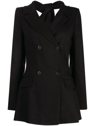 Alberta Ferretti notched-lapels double-breasted blazer - women - Linen/Flax/Elastane/Viscose - 44 - Black
