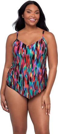 Trimshaper Hank Handkerchief Tankini Swimsuit Top in Abstract Mosaic at Nordstrom, Size 14