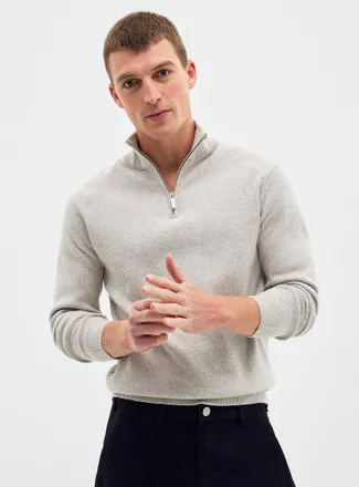 Le 31 Mens Zip-up mock-neck sweater