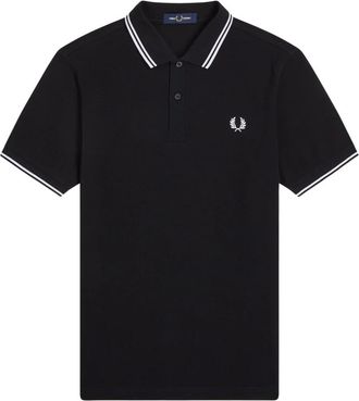 Fred Perry Polo met dubbele streep - Heren - Polos - Zwart - 2XL - Katoen - Tops