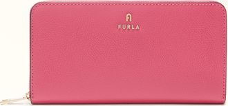 Furla Camelia Zip Around Xl Velvet Pink Textured Leather Woman