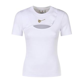 Casablanca Ribbed Jewellery Tee - Dames - Tops - Wit - Maat: S Katoen