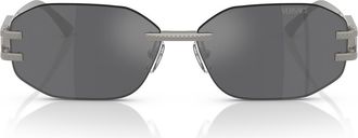 Versace 58mm Oval Sunglasses in Gunmetal /Grey Mirror Silver at Nordstrom