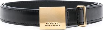 Isabel Marant Lowell engraved-buckle leather belt - women - Leather - 75 - Black