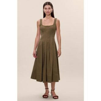 Rebecca Taylor Edith Garment Dyed Dress in Olive at Nordstrom, Size 10