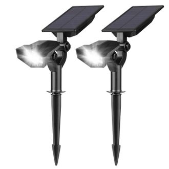 OEM Luces Solares De Jard&iacute;n 2 En 1, Impermeables, Con Funci&oacute;n De Encendido/apagado Autom&aacute;tico, Paquete De 2 Unidades, Luz Blanca C&aacute;lida (5 Led)