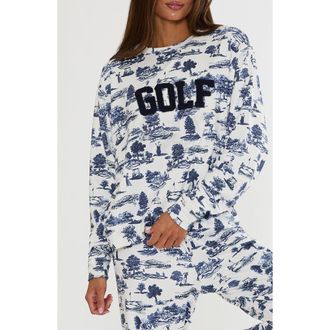 Beach Riot Cassia Print Lounge Sweatshirt in Evening Golf Toile at Nordstrom, Size X-Small