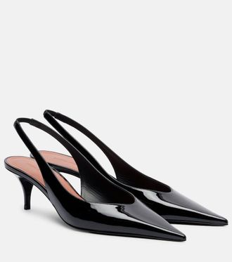 Amina Muaddi Anok 55 patent leather slingback pumps