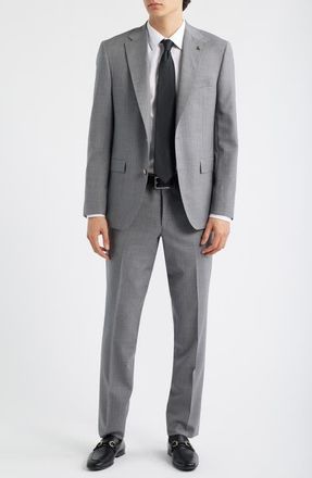 Jack Victor Exprit Dark Light Grey M&eacute;lange Wool Suit at Nordstrom, Size 38 Regular