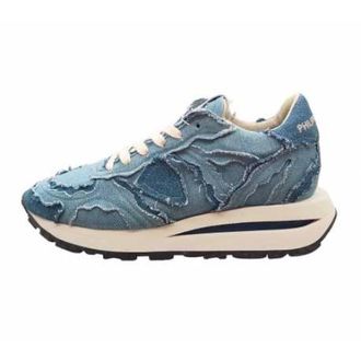 Philippe Model Sneakers, female, Blue, 7 UK, Frayed Denim Trainers Tropez Haute
