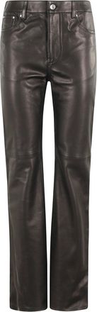 Paco Rabanne Leather Pants With Central Button Closure