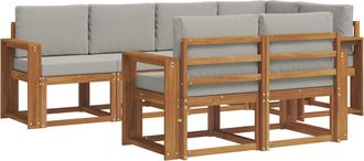 vidaXL Conjunto De Sof&aacute;s De Exterior 7 Uds. Gris Natural Y Claro Vidaxl