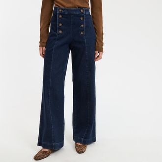 La Redoute Collections Wijde jeans in matrozenstijl, hoge taille