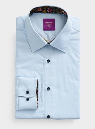 Le 31 Mens Solid floral-trim shirt Comfort fit Made with Liberty Fabric