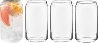 OEM Vaso En Forma De Lata - 473 Ml - Vidrio Transparente Sin Plomo - Para Refrescos Cerveza C&oacute;cteles - Pack De 4