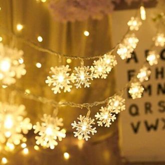 OEM Guirnalda De Luces De Copos De Nieve, 6 M, 40 Led A Pilas, 2 Modos: Luz Fija Y Luz Intermitente, Ideal Para Navidad, Bodas, Cumplea&ntilde;os, Fiestas, Jard&iacute;