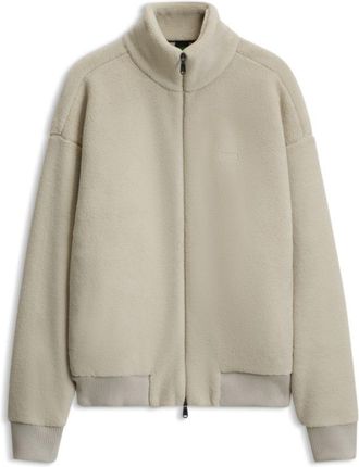 BOSS Logo-embroidered zip-up sweatshirt in teddy fleece