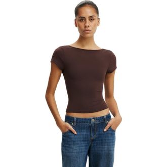 Cotton On Womens Hold Me Scoop Back Tee in Dark Oak at Nordstrom, Size Xx-Small