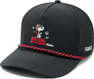 Black Clover Snoopy Red Baron 5 Panel Mid Rope Adjustable Hat Baseball Caps Black, Polyester/Spandex