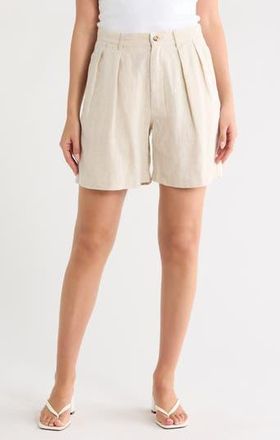 Denimist Double Pleat Linen Shorts in Natural White Linen at Nordstrom Rack, Size Xx-Small