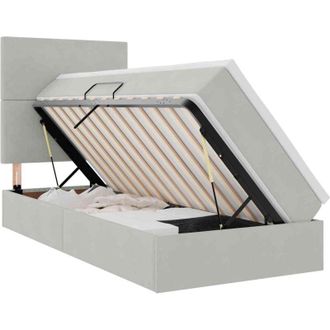 vidaXL Storage Bed with Mattress Light Grey 90 x 190 cm Velvet vidaXL