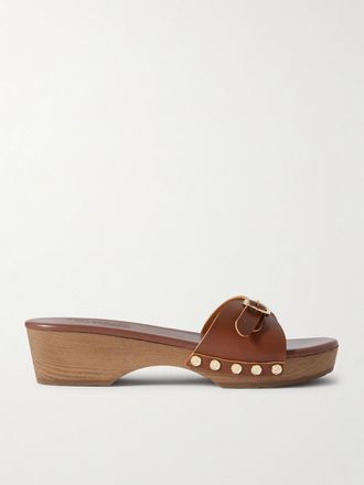 Ancient Greek Sandals Zoccoli In Pelle Con Borchie Omonia - Marrone