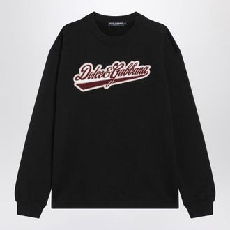 Dolce & Gabbana Womens Black Cotton Sweatshirt With Logo Patch - Size EU 38 (Womens)