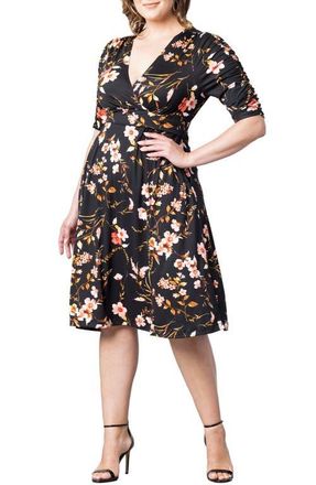Kiyonna Gabriella Print Jersey A-Line Dress in Midnight Garden at Nordstrom, Size 3X