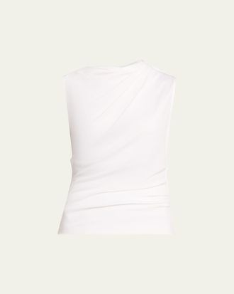Vince Sleeveless Draped Pima Cotton Top