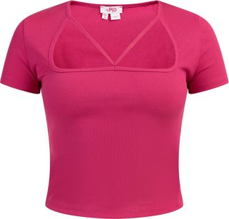 Mymo Ribgebreid T-shirt Dames roze