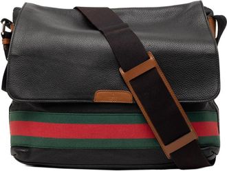 Gucci Pre-owned Gucci Leather Web Messenger Bag Unisex 281421 002058