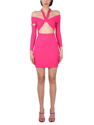 Amazu&igrave;n Fuchsia Off Shoulder Mini Dress