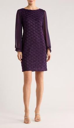 Connected Sequin Long Sleeve Dress in Aubergine at Nordstrom Rack, Size 16
