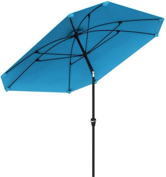 OUTSUNNY Sombrilla Terraza Exterior 233x233 Cm Con &Aacute;ngulo Ajustable Impermeable Poste De Aluminio Varillas De Fibra De Vidrio Y Manivela Crema - Outsunny