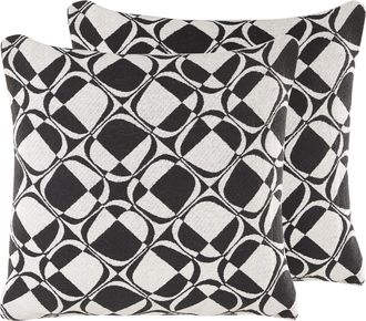 Beliani Conjunto De 2 Cojines Decorativos Blanco Y Negro Algod&oacute;n 45 X 45 Cm Fundas Extra&iacute;bles Relleno De Poli&eacute;ster Koture