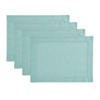 Solino Home Cotton Linen Hemstitch Placemats, 14 x 19 in Pastel Turquoise at Nordstrom, Size Medium