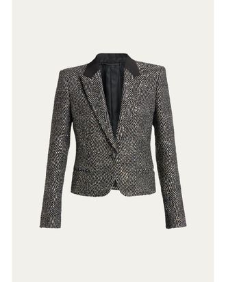Tom Ford Sequined Wool Tweed Crop Single-Breasted Boyfriend Jacket