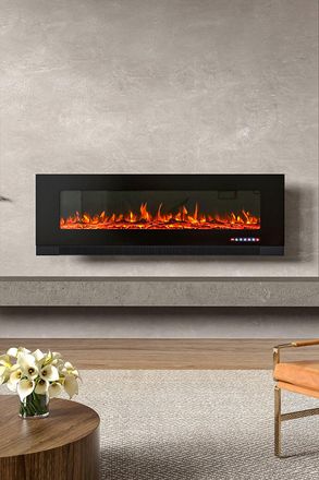 Living and Home 60inch Wall Mounted Electric Fireplace Black