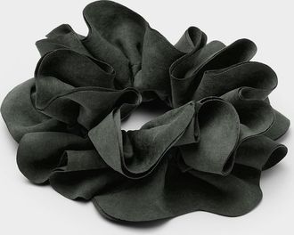 Simons Womens Faux-suede ruffled scrunchie