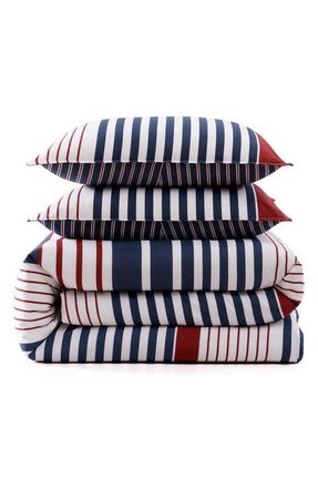 Tommy Hilfiger Brooklyn Stripe Duvet Cover & Shams Set in Beige/blue/red at Nordstrom, Size Full/queen
