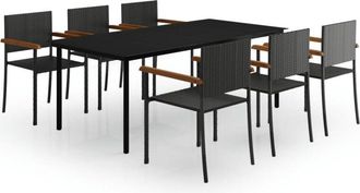 vidaXL 7 Piece Garden Dining Set Black vidaXL