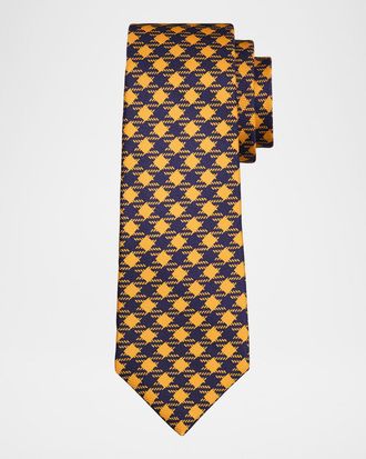 Kiton Men & apos;s Silk Maxi-Gingham 7-Fold Tie