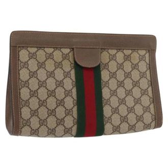 Gucci Vintage, unisex, Bruin, ONE Size, Leer, Pre-owned Leren Clutch
