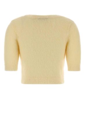 Alessandra Rich Womens Pastel Yellow Mohair Blend Sweater Paleyellow Exterior: Nylon Wool Maglieria