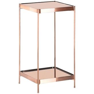 Beliani Tavolino in Rame in Vetro Temperato 29 x 29 x 60 cm Gambe in Metallo Alsea