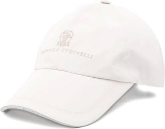 Brunello Cucinelli Brunello Cucinelli, Caps, male, White, Size: M White Embroidered Logo Cotton Hat