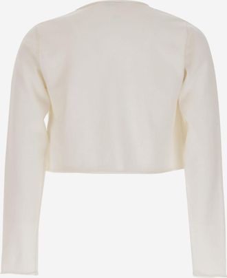 Il Gufo Girls Short Cotton Cardigan White Sweater