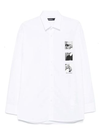 Karl Lagerfeld portrait-print long-sleeves shirt - White